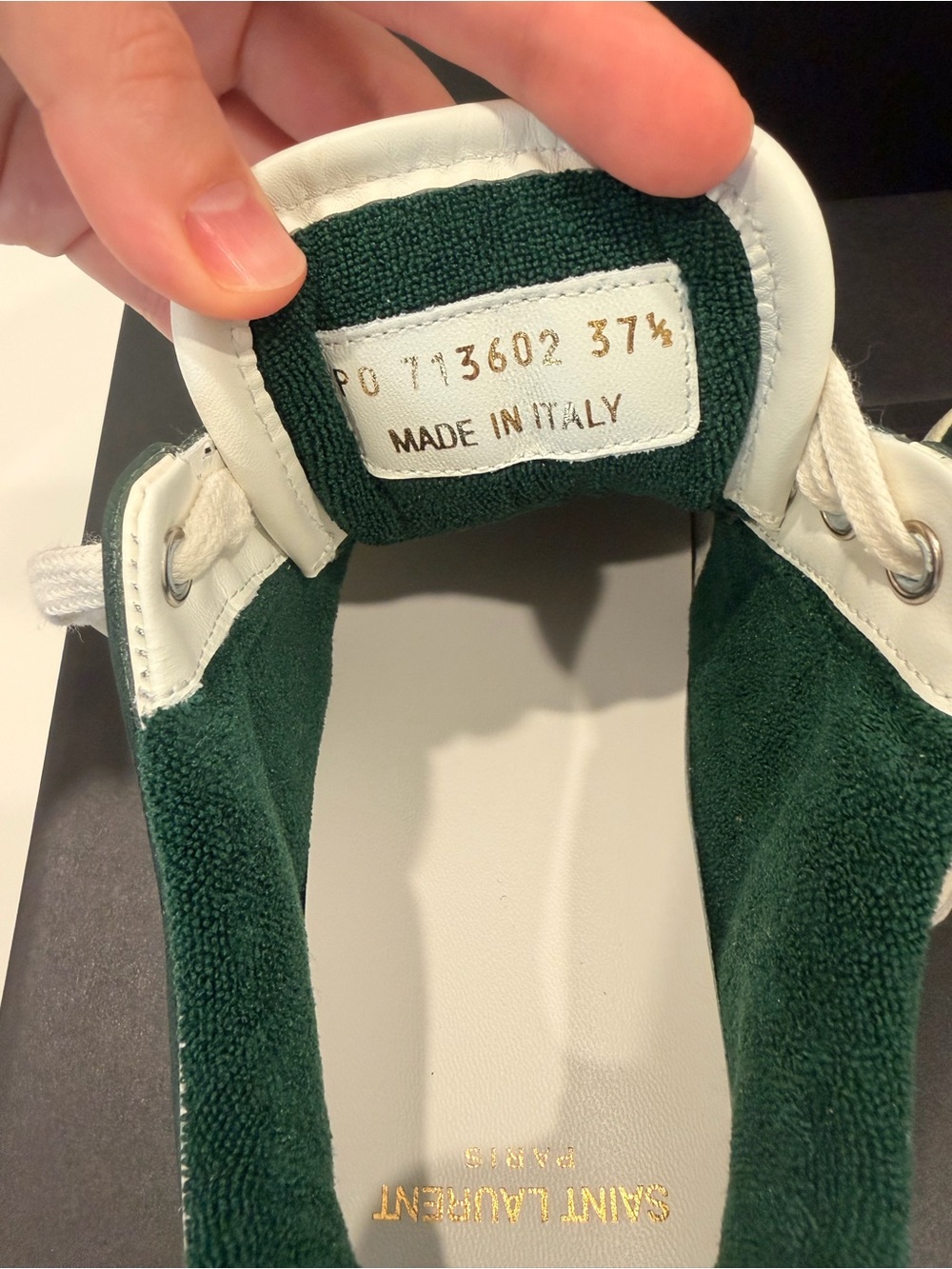 Saint Laurent Unisex Green and White Low-Top Sneakers Size 7.5 - Picture 7 of 8